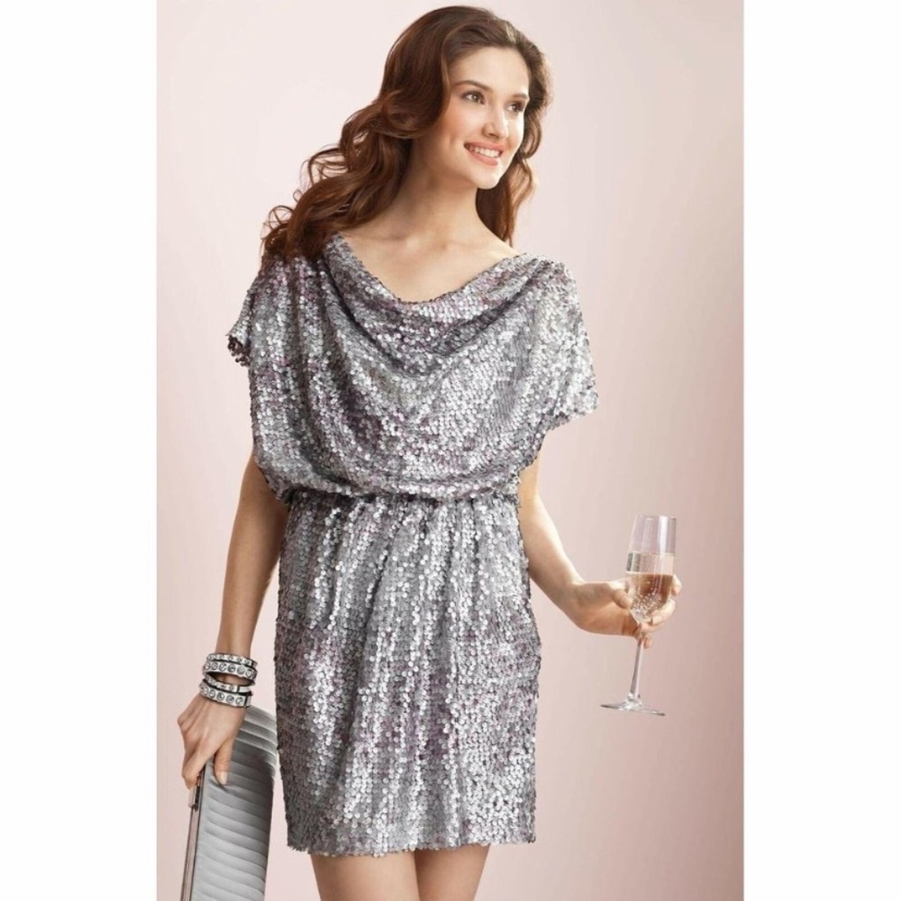 Aidan Mattox sequins cowl neck cocktail dress